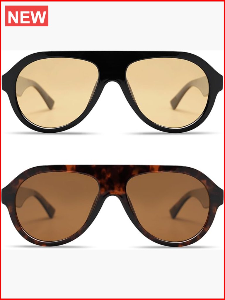 Retro Aviator Polarized Sunglasses With Plastic Frame Vl9750